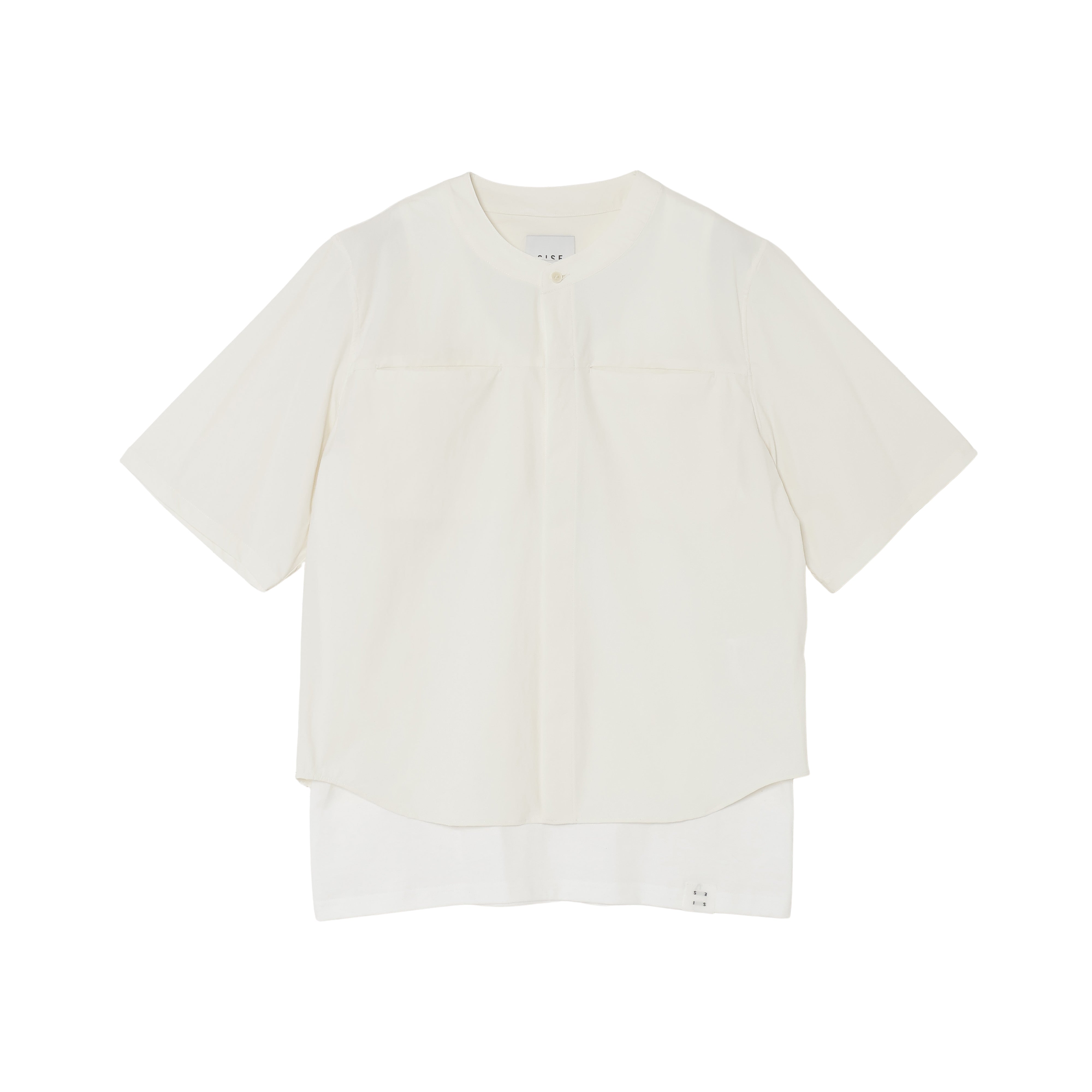 25SS NO COLLER HARF SLEEVES SHIRTS (WHITE)