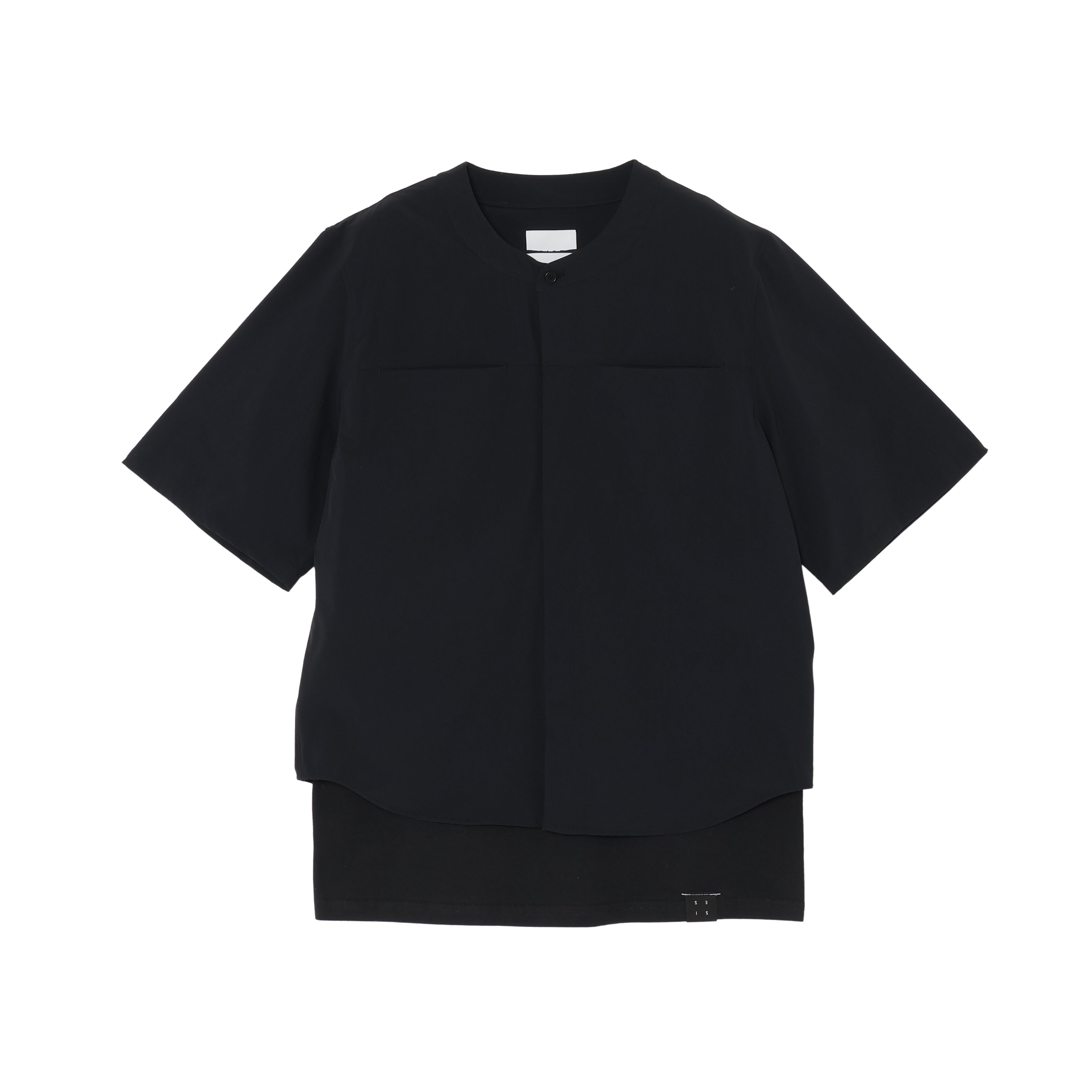 25SS NO COLLER HARF SLEEVES SHIRTS (BLACK)