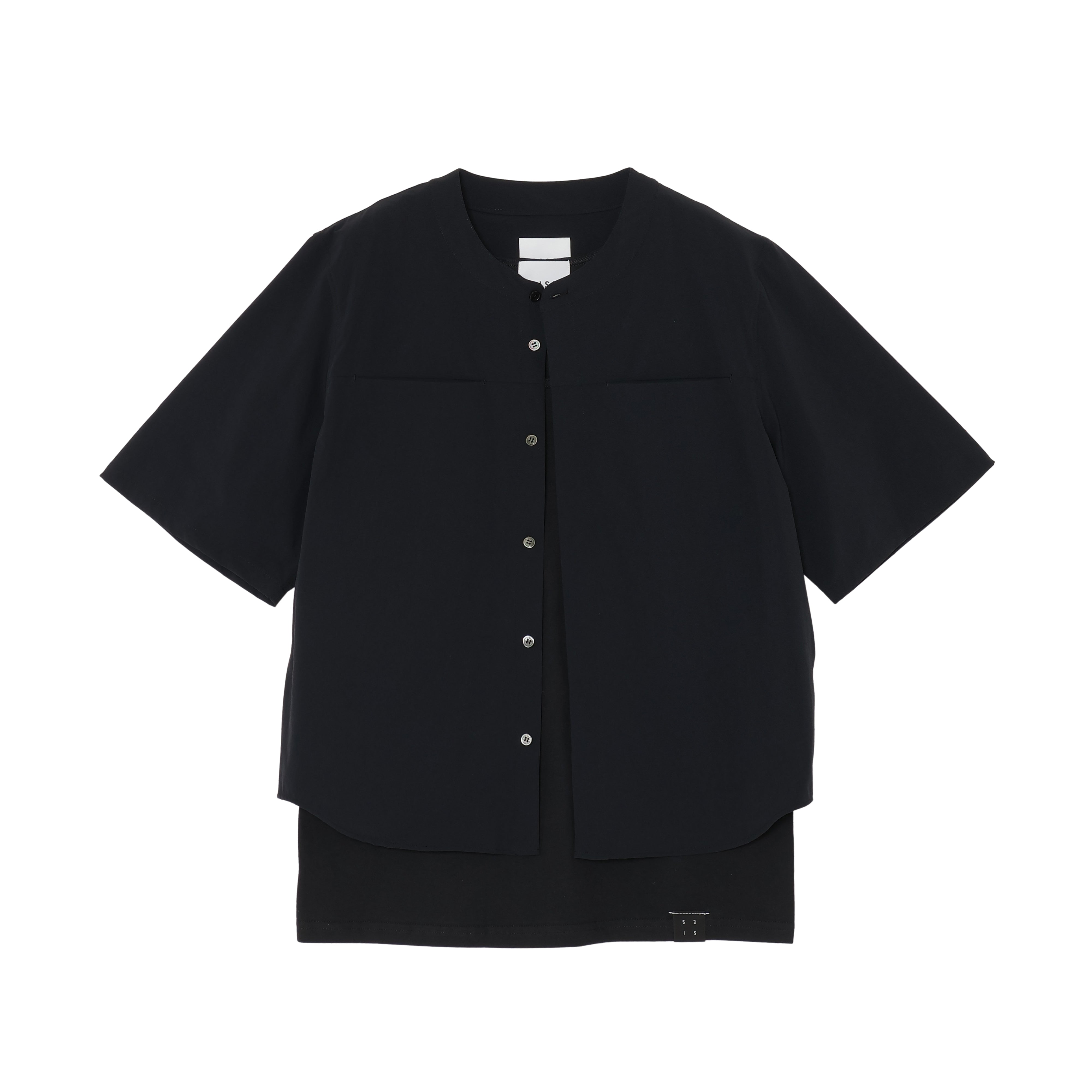 25SS NO COLLER HARF SLEEVES SHIRTS (BLACK)