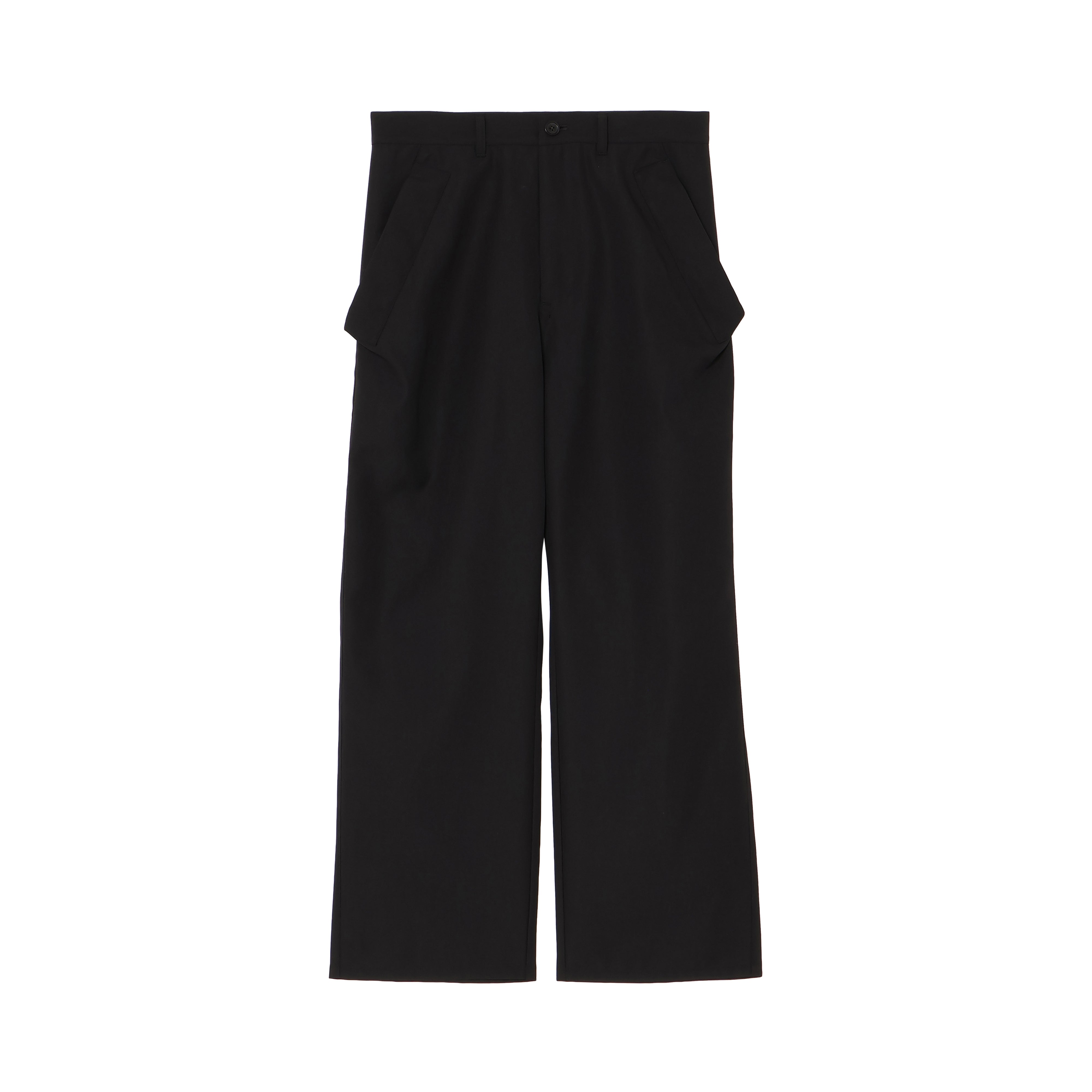 WIDE DROP POCKET PANTS (WOOL MIX) BLACK