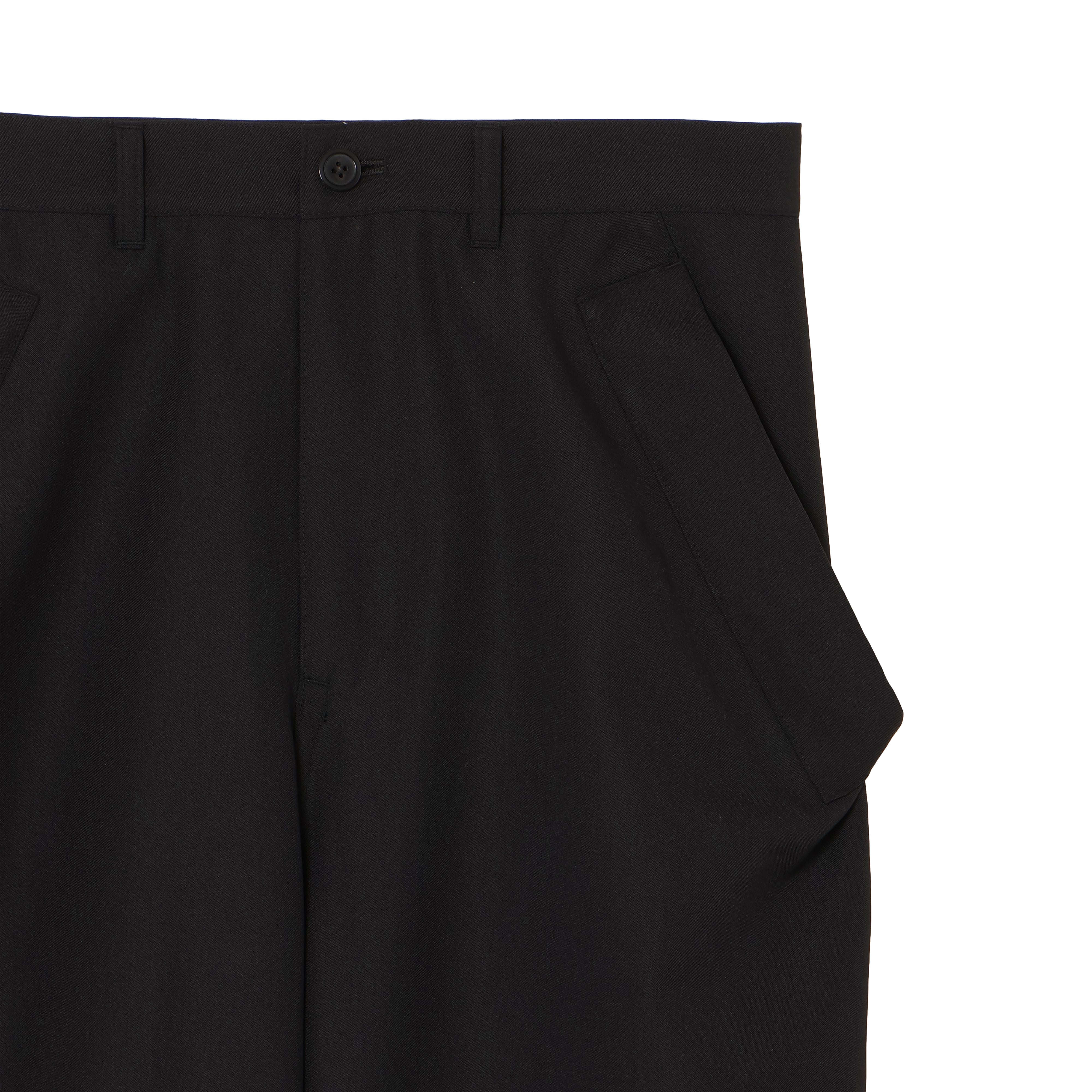 WIDE DROP POCKET PANTS (WOOL MIX) BLACK