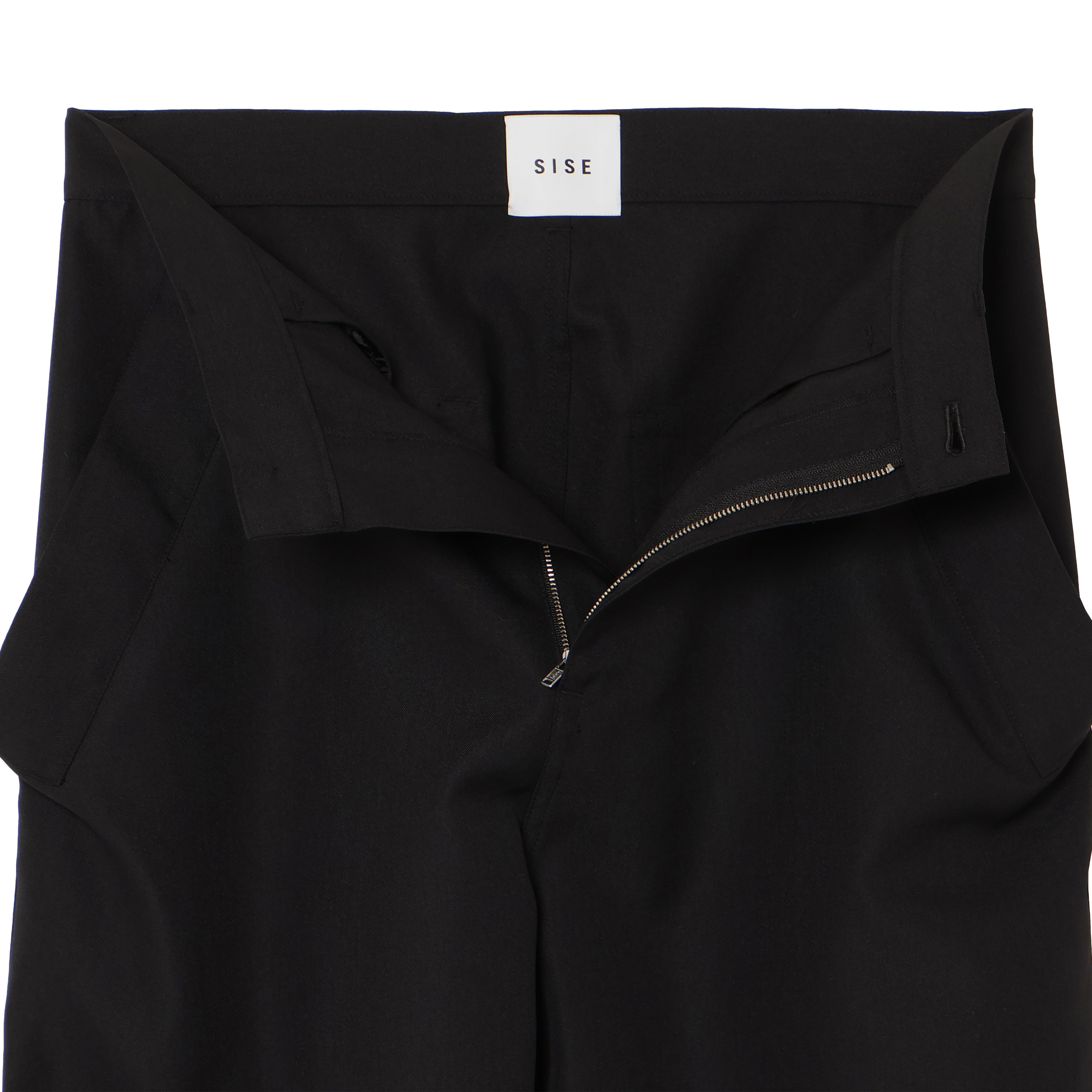 WIDE DROP POCKET PANTS (WOOL MIX) BLACK