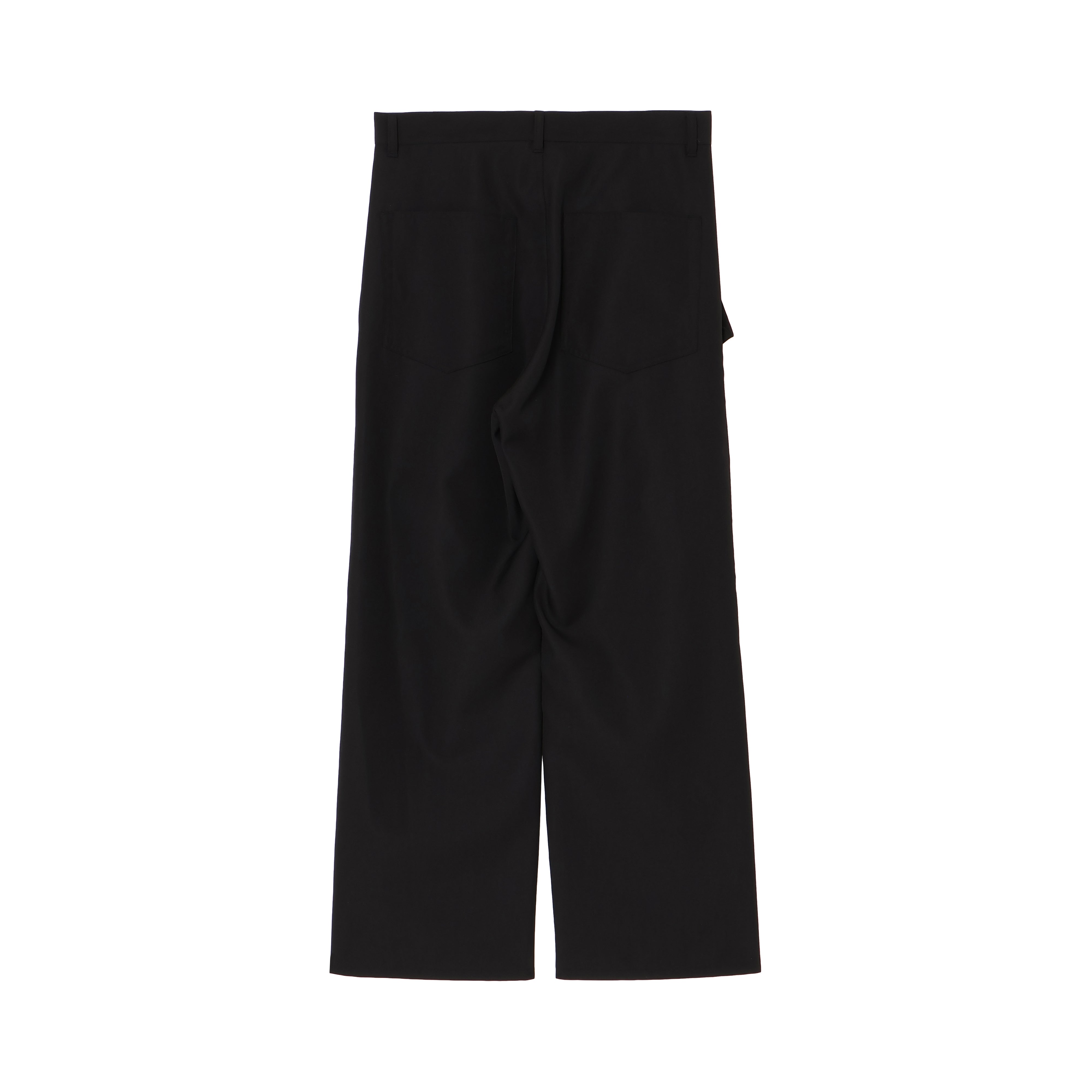 WIDE DROP POCKET PANTS (WOOL MIX) BLACK