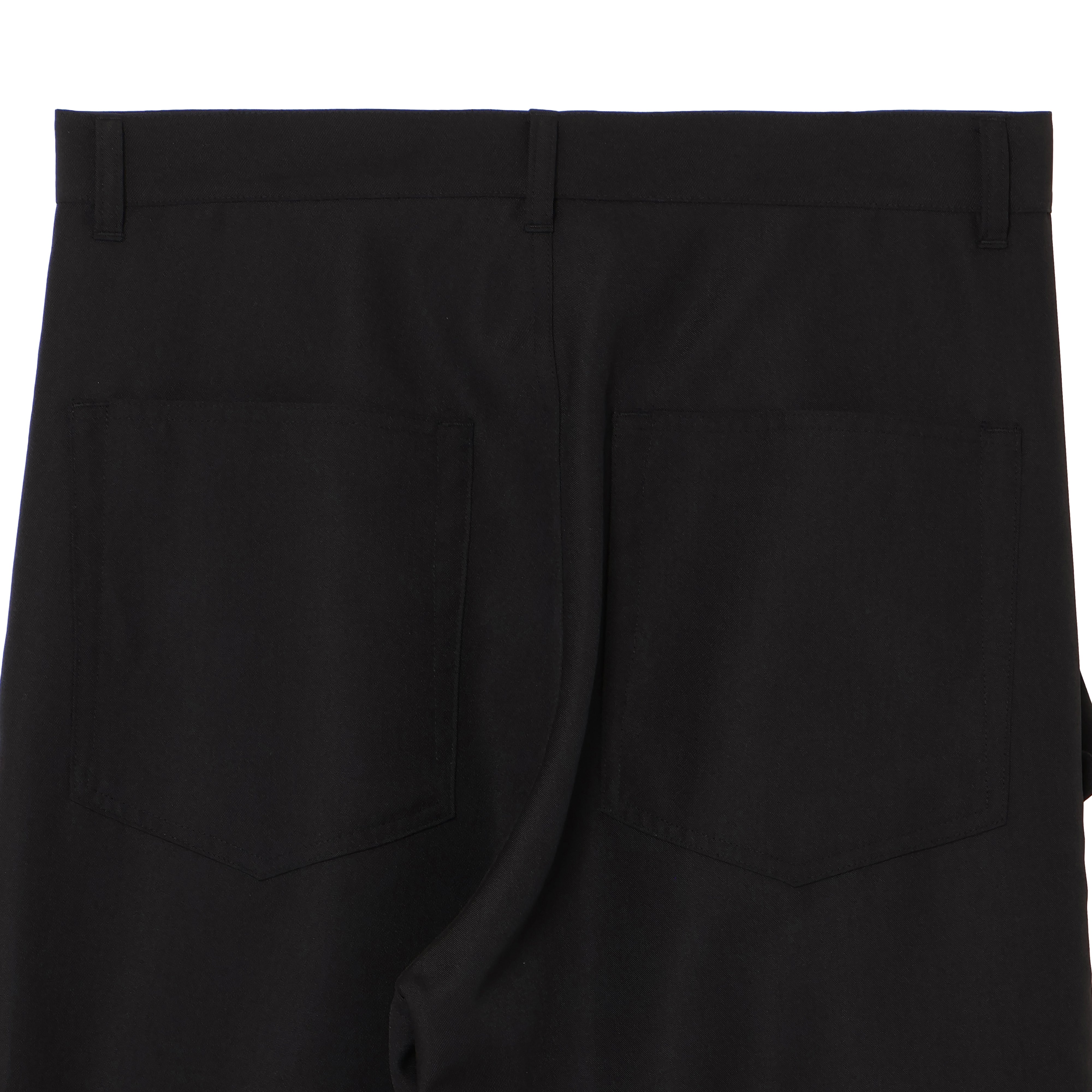 WIDE DROP POCKET PANTS (WOOL MIX) BLACK
