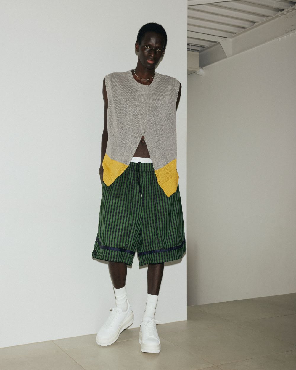 24SS STRIPE HARF PANTS(GREEN STRIPE)