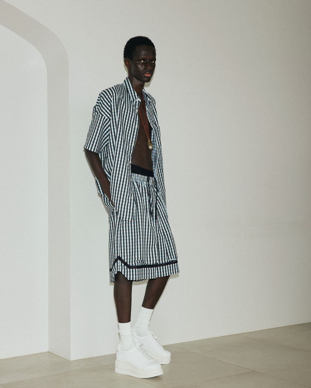24SS STRIPE HARF PANTS(BLUE STRIPE)