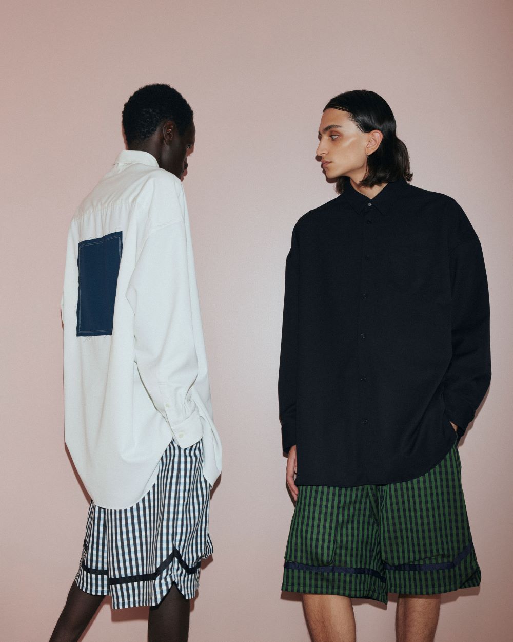 24SS MIDDLE BALLOON SHIRTS( WHITE/DARK GREEN)