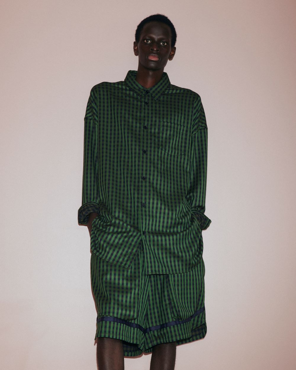 24SS MIDDLE BALLOON STRIPE SHIRTS( GREEN)