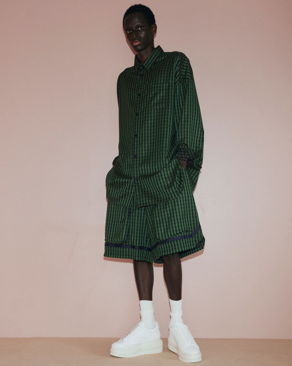 24SS STRIPE HARF PANTS(GREEN STRIPE)