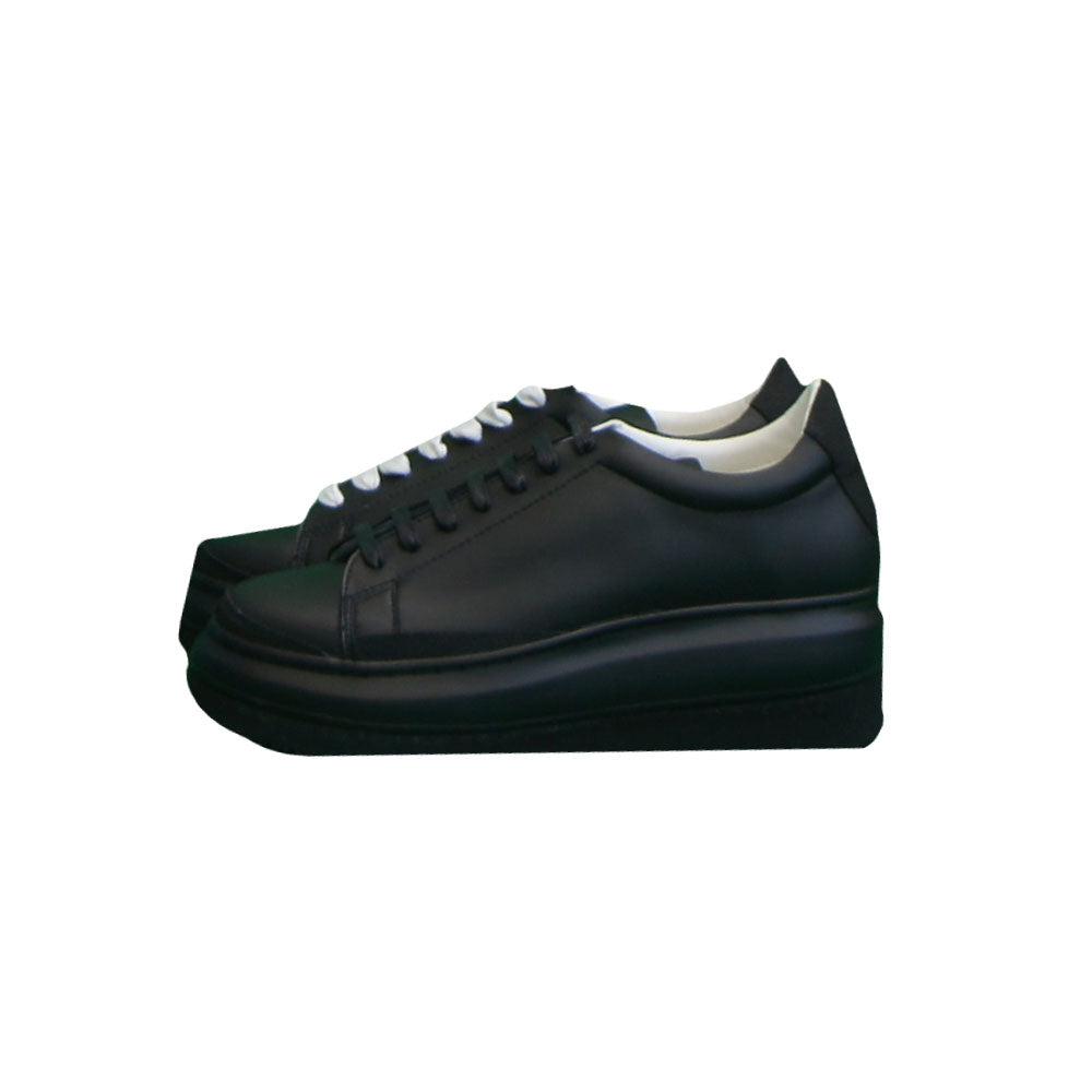 【GO WITH WHITE x SISE】 COLLABORATION WEDGE SOLE SNEAKER (BLACK)