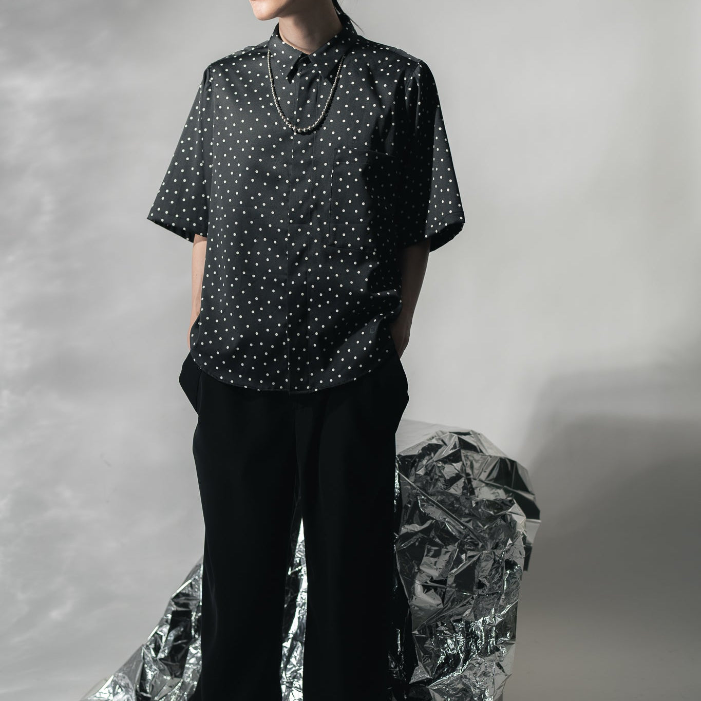 25SS DOTS BIG POCKET SHIRTS (BLACK)