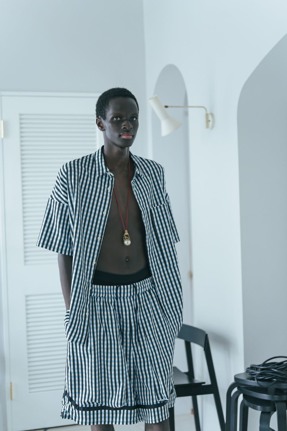 24SS STRIPE HARF PANTS(BLUE STRIPE)