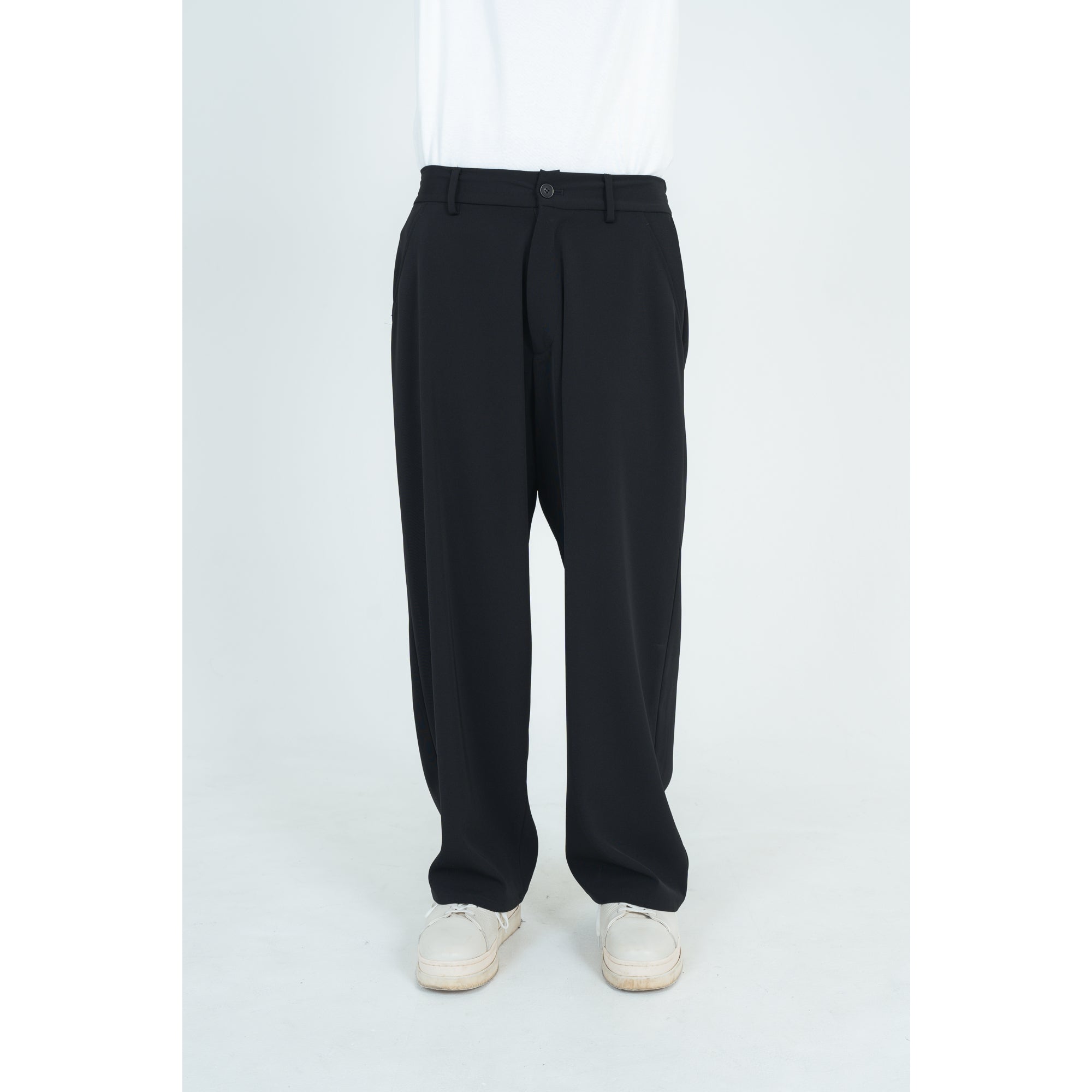WIDE STRAIGHT PANTS (TWILL TWIMY) BLACK