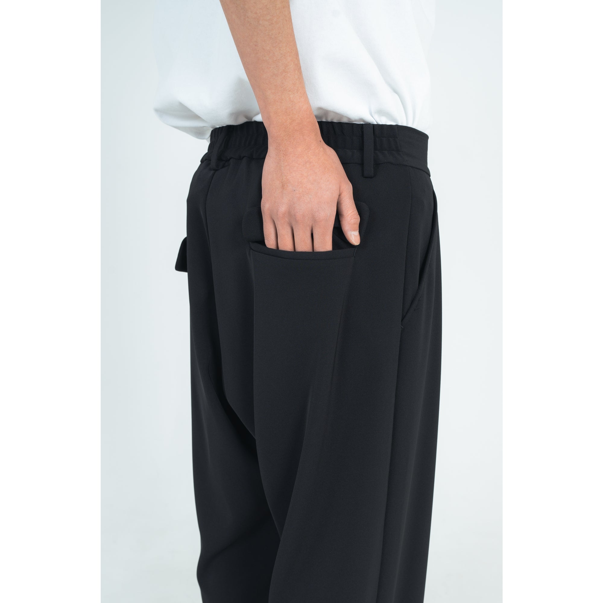 WIDE STRAIGHT PANTS (TWILL TWIMY) BLACK