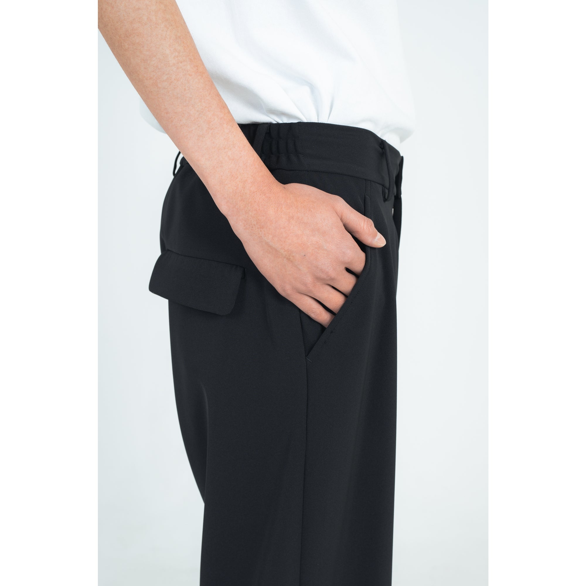 WIDE STRAIGHT PANTS (TWILL TWIMY) BLACK