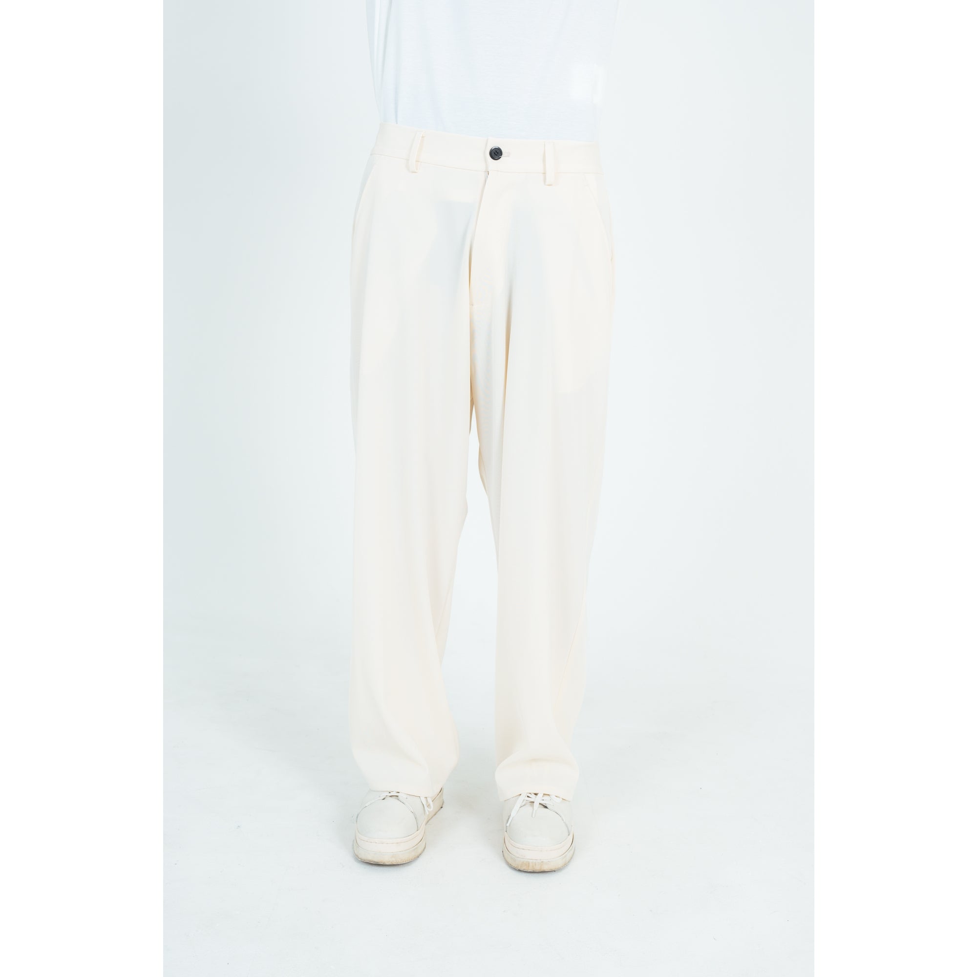 WIDE STRAIGHT PANTS (TWILL TWIMY) WHITE