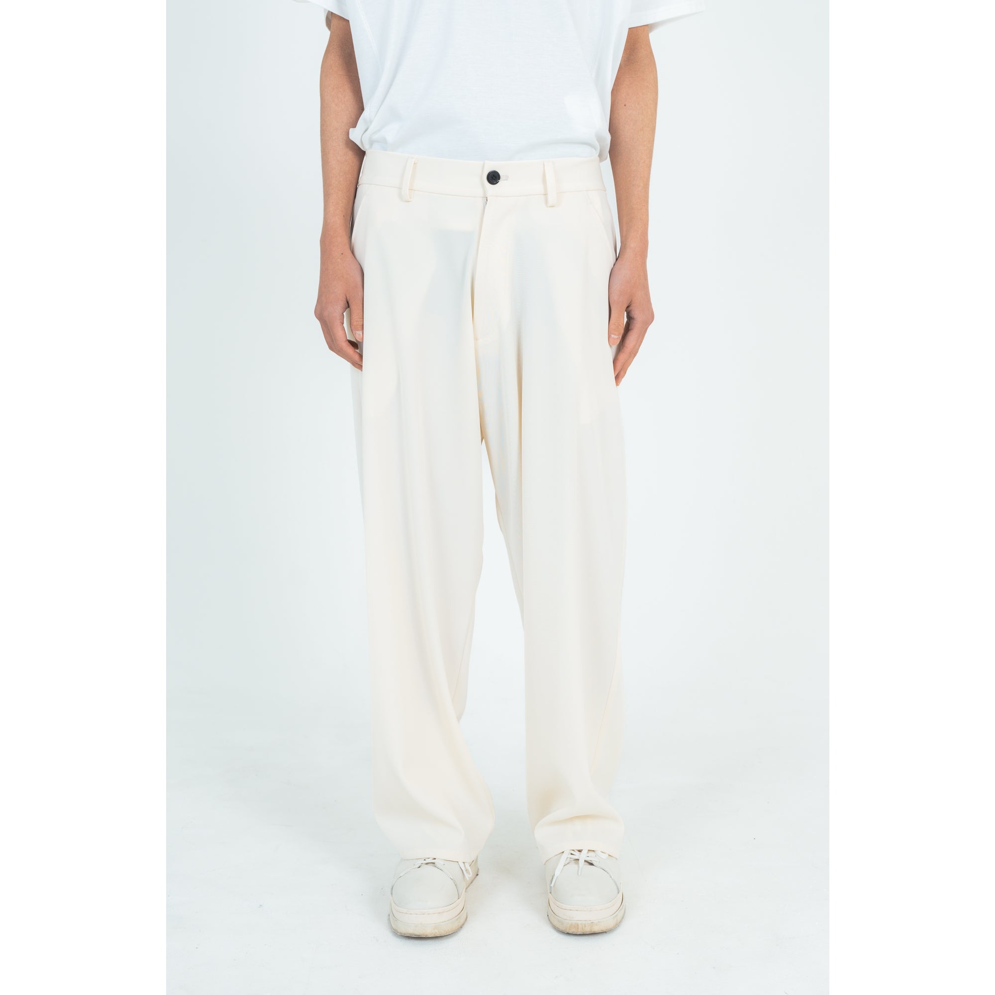 WIDE STRAIGHT PANTS (TWILL TWIMY) WHITE