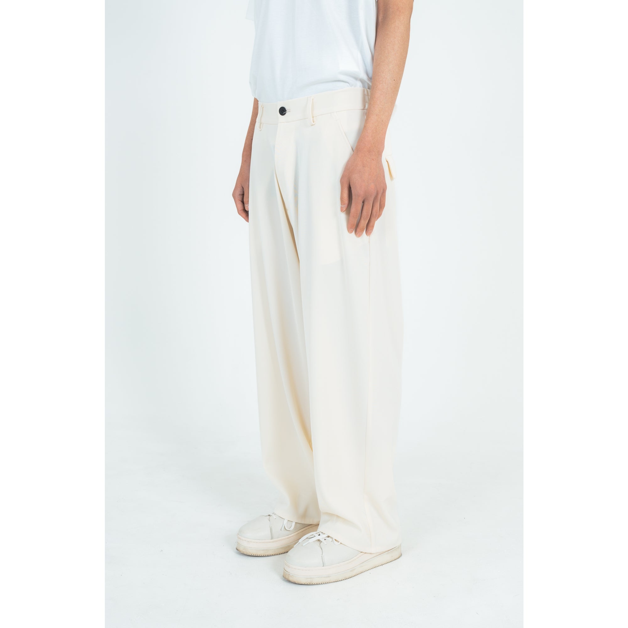 WIDE STRAIGHT PANTS (TWILL TWIMY) WHITE