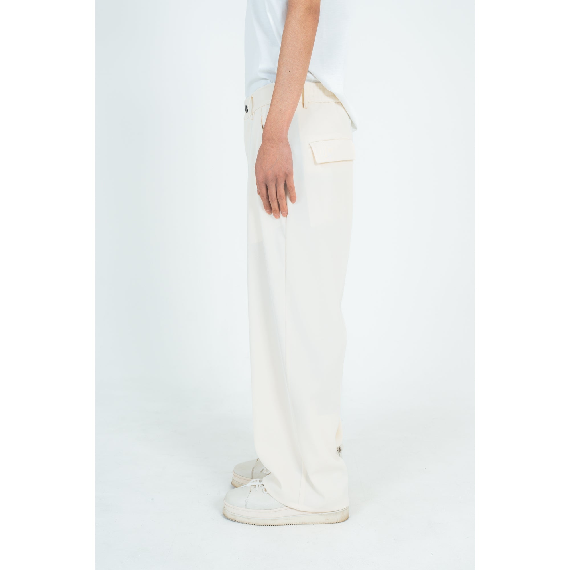 WIDE STRAIGHT PANTS (TWILL TWIMY) WHITE