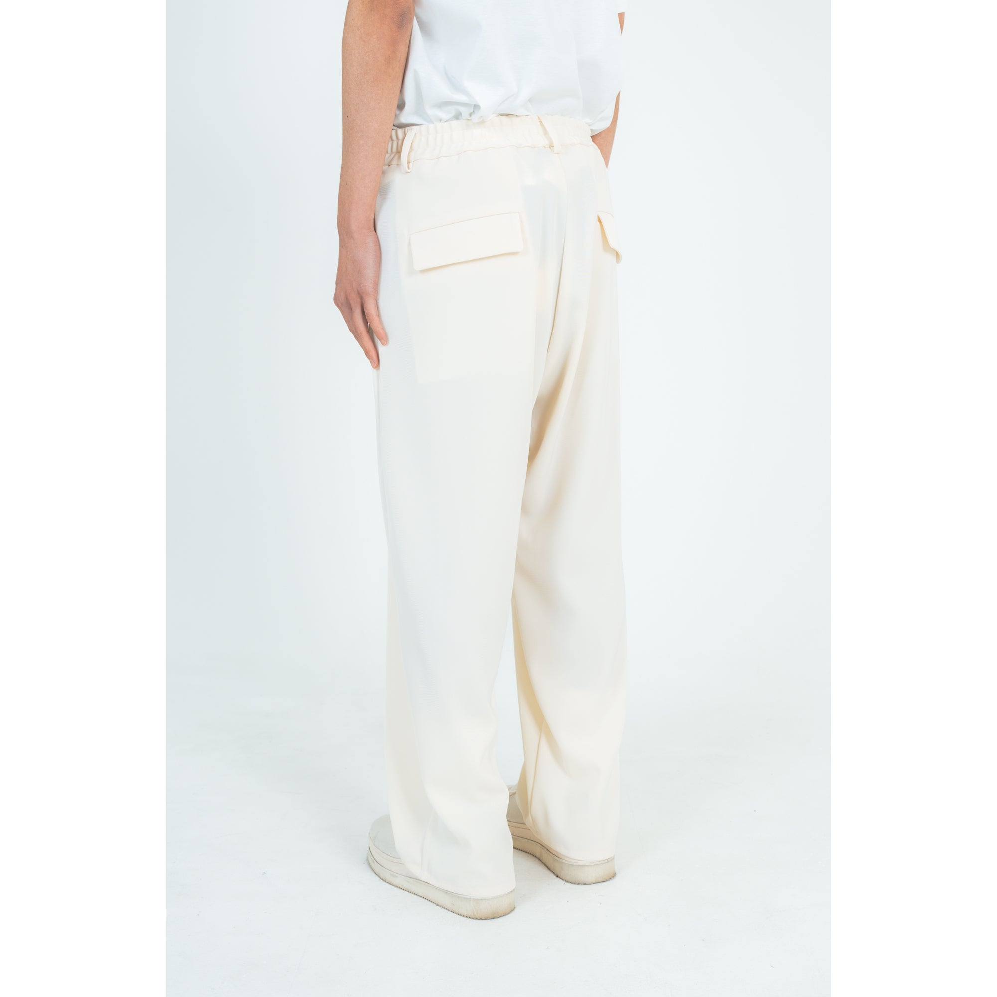 WIDE STRAIGHT PANTS (TWILL TWIMY) WHITE
