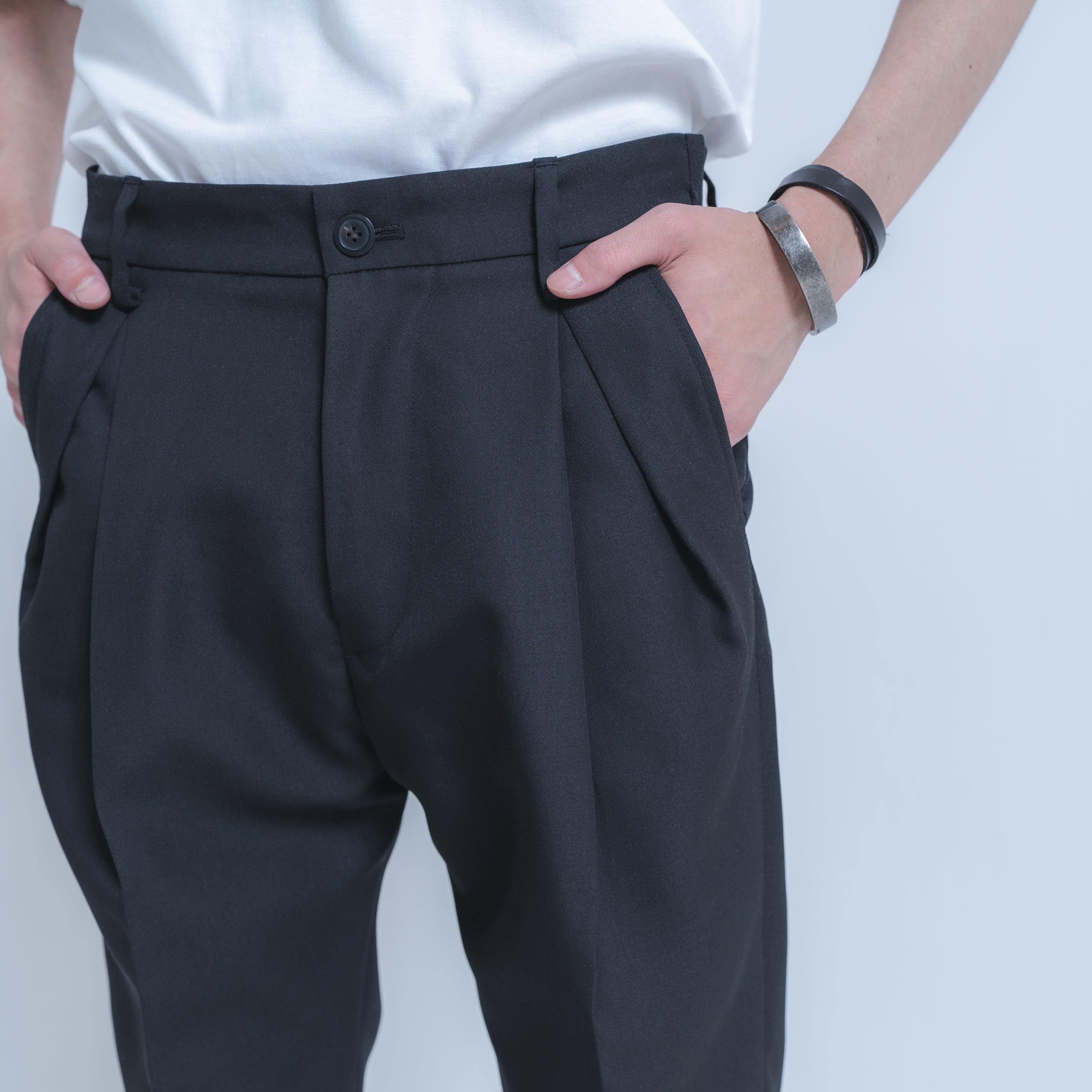 BASIC PANTS (WOOL MIX) BLACK