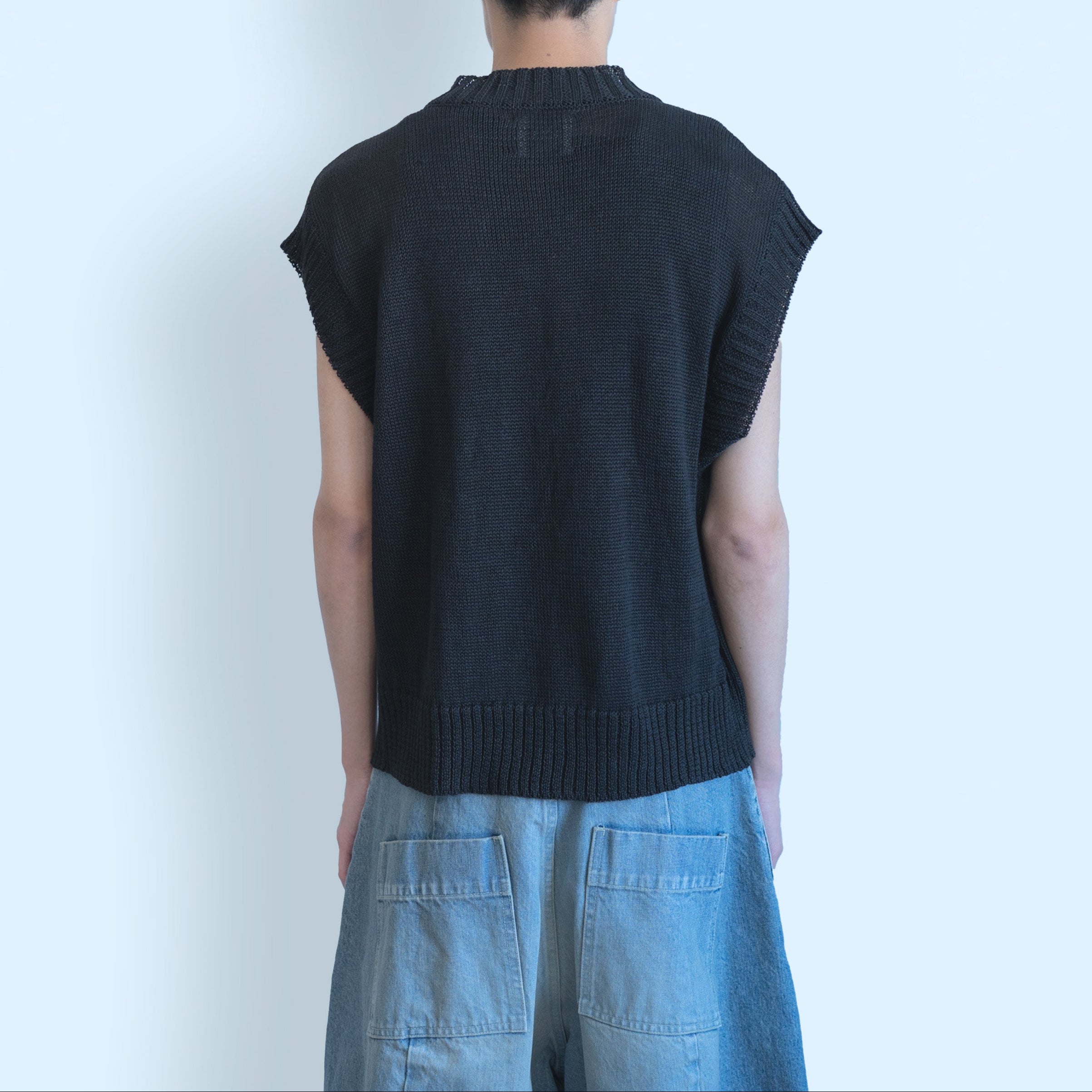 26SS KNIT ZIP UP VEST (BLACK)