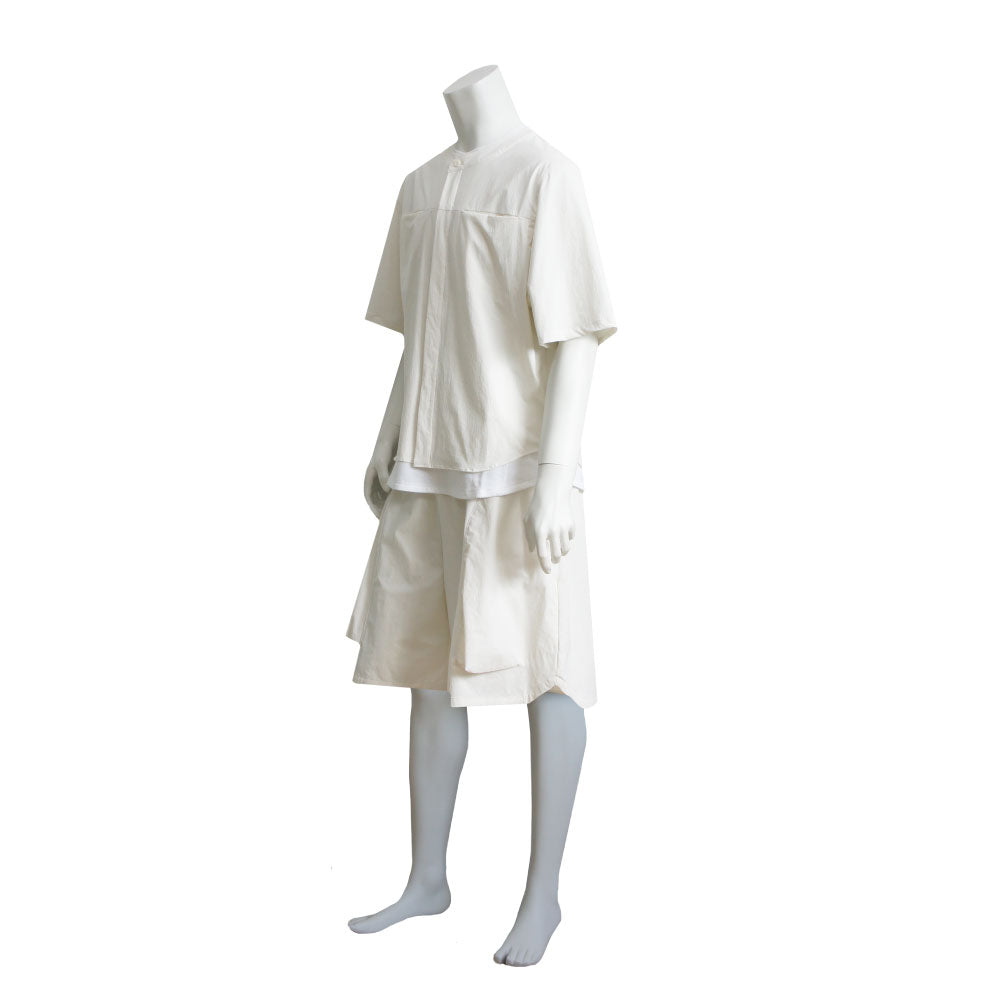 25SS NO COLLER HARF SLEEVES SHIRTS (WHITE)