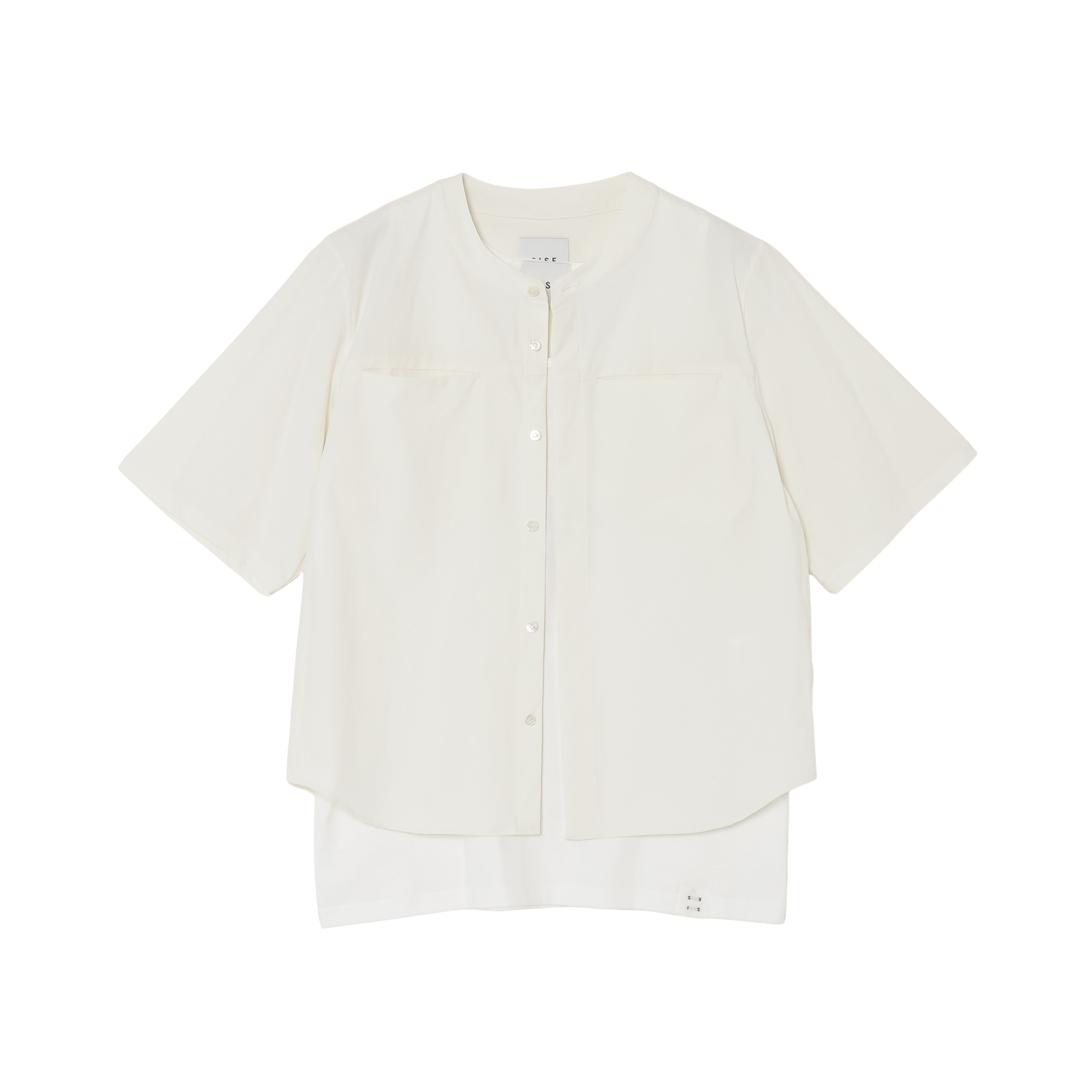 25SS NO COLLER HARF SLEEVES SHIRTS (WHITE)
