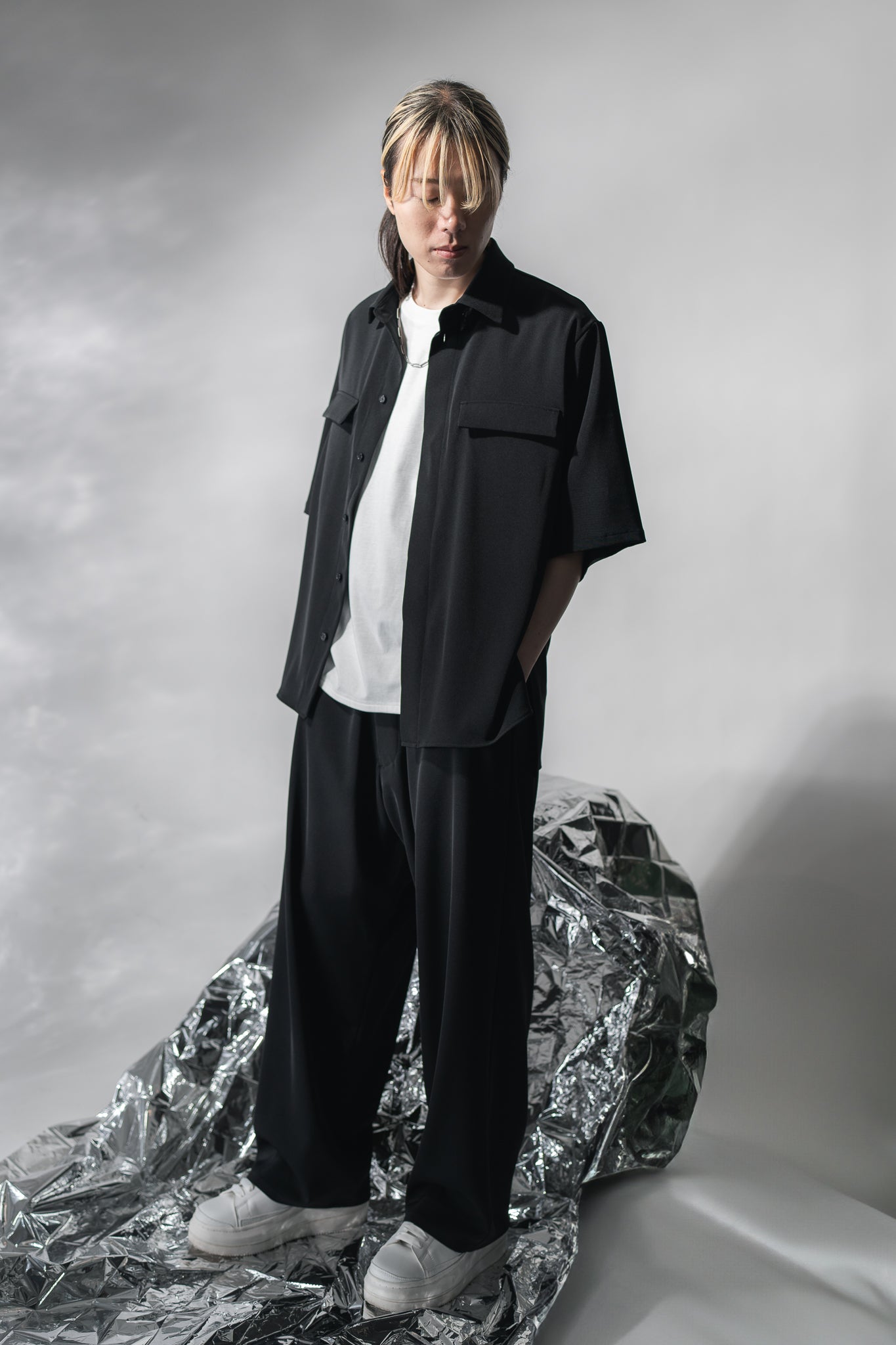 25SS  TWILL W_POCKET WHIRTS (TWILL TWIMY)BLACK