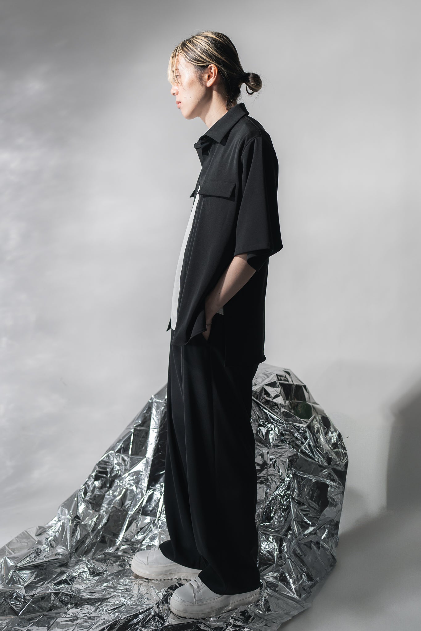 25SS  TWILL W_POCKET WHIRTS (TWILL TWIMY)BLACK