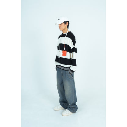 25AW BORDER KNIT (GRAY/WHITE)