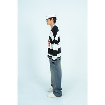 25AW BORDER KNIT (GRAY/WHITE)