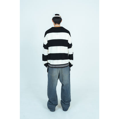 25AW BORDER KNIT (GRAY/WHITE)