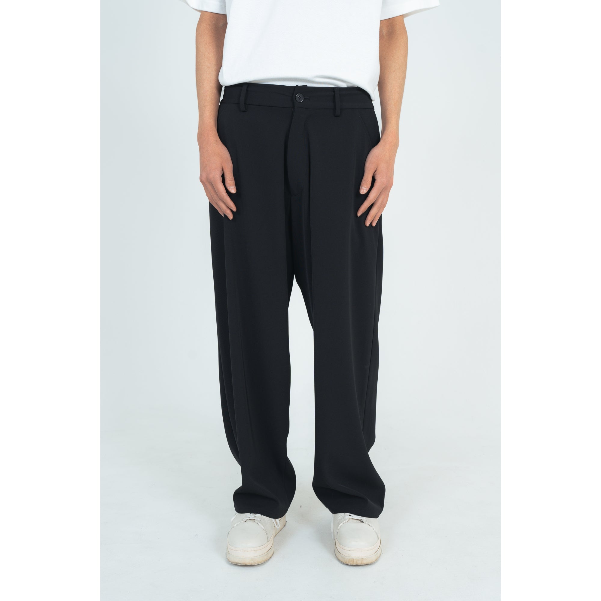 WIDE STRAIGHT PANTS (TWILL TWIMY) BLACK