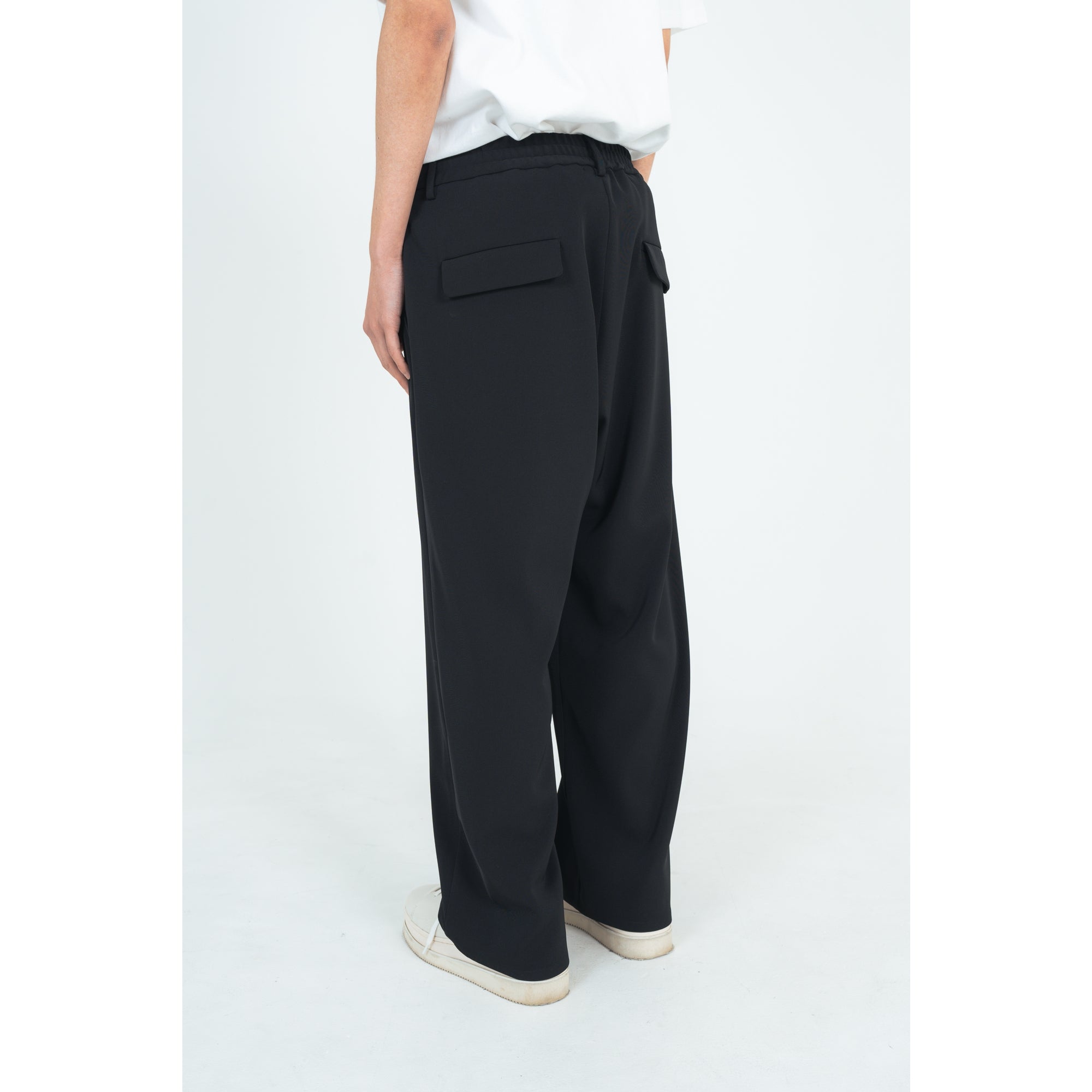 WIDE STRAIGHT PANTS (TWILL TWIMY) BLACK