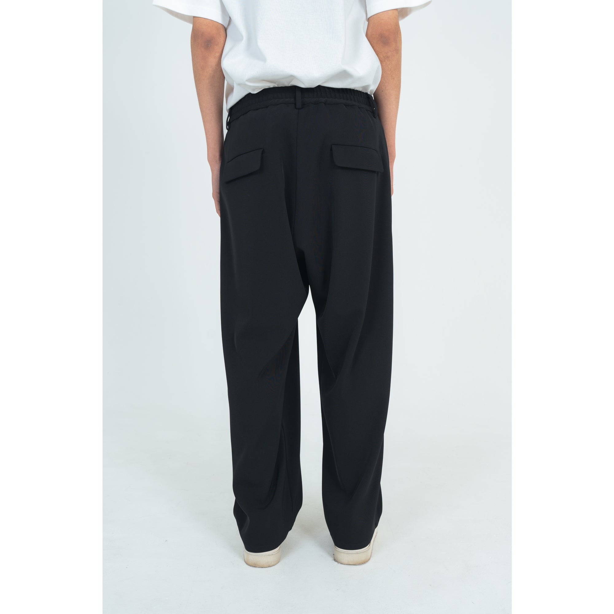 WIDE STRAIGHT PANTS (TWILL TWIMY) BLACK