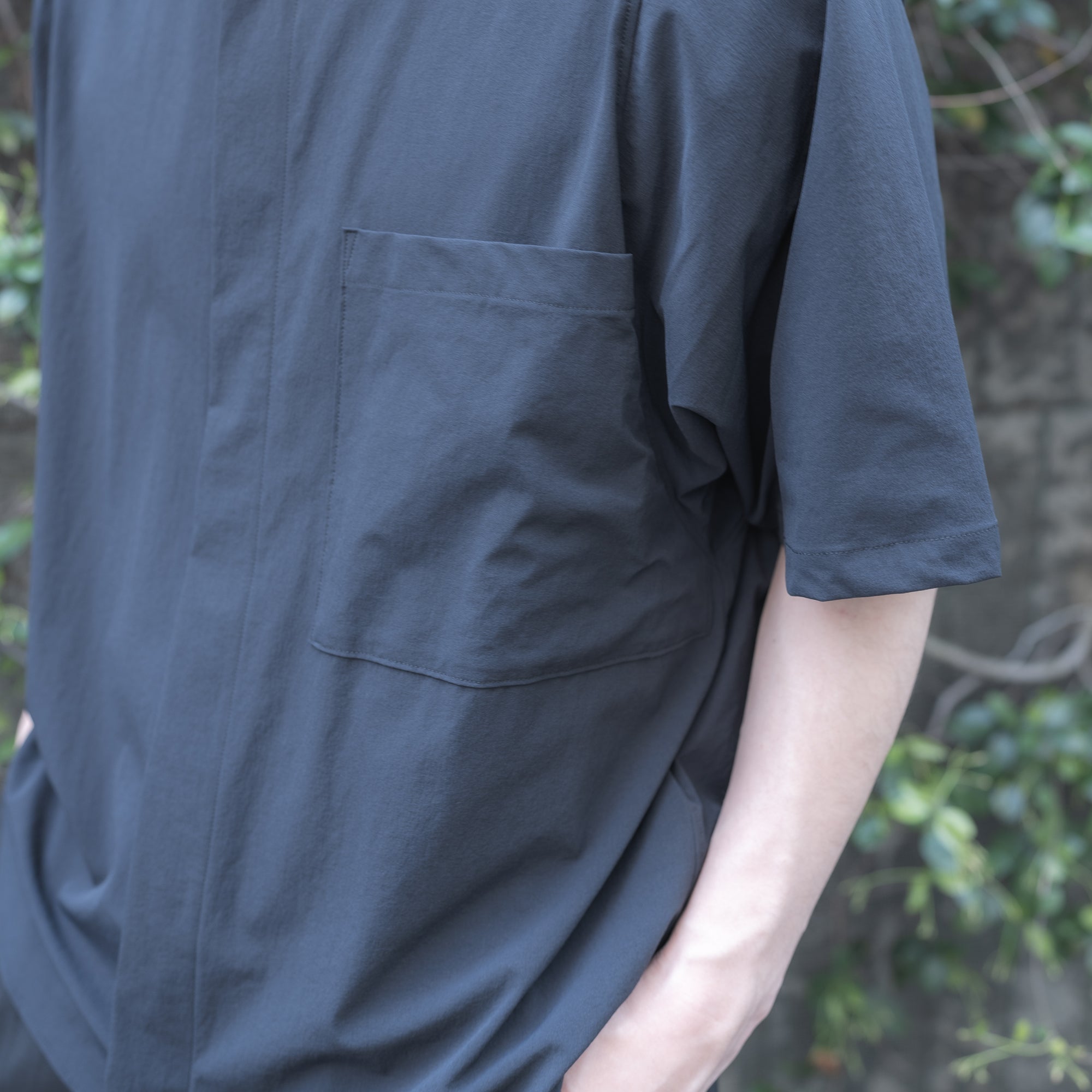 BIG POCKET SHORT SLEEVE SHIRTS（RECYCLING FAB.) BLACK