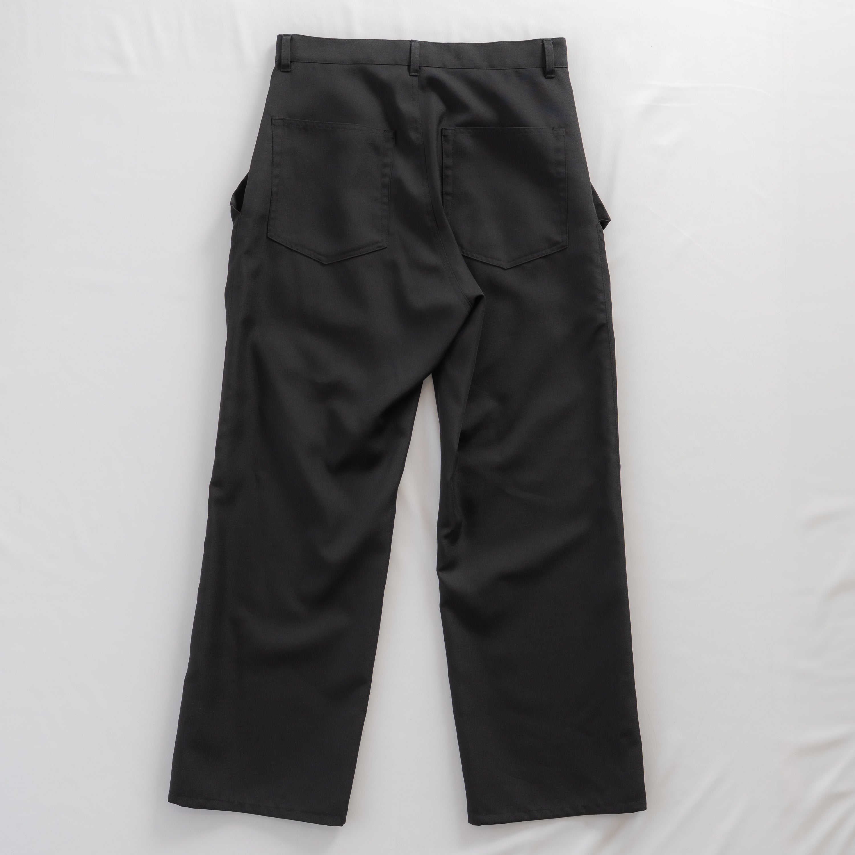 WIDE DROP POCKET PANTS (WOOL MIX) BLACK