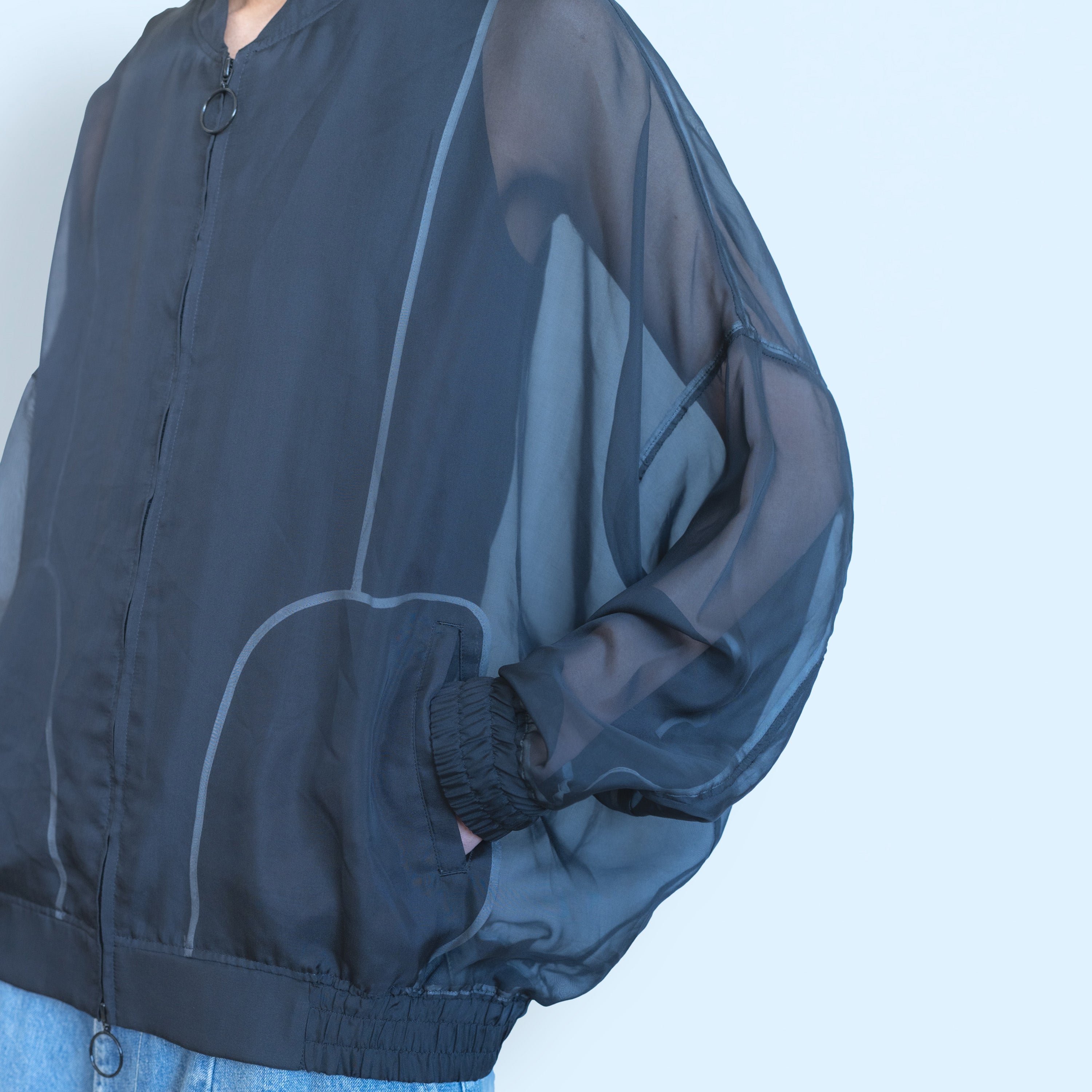 26SS SHEER BALLOON BLOUSON (BLACK)