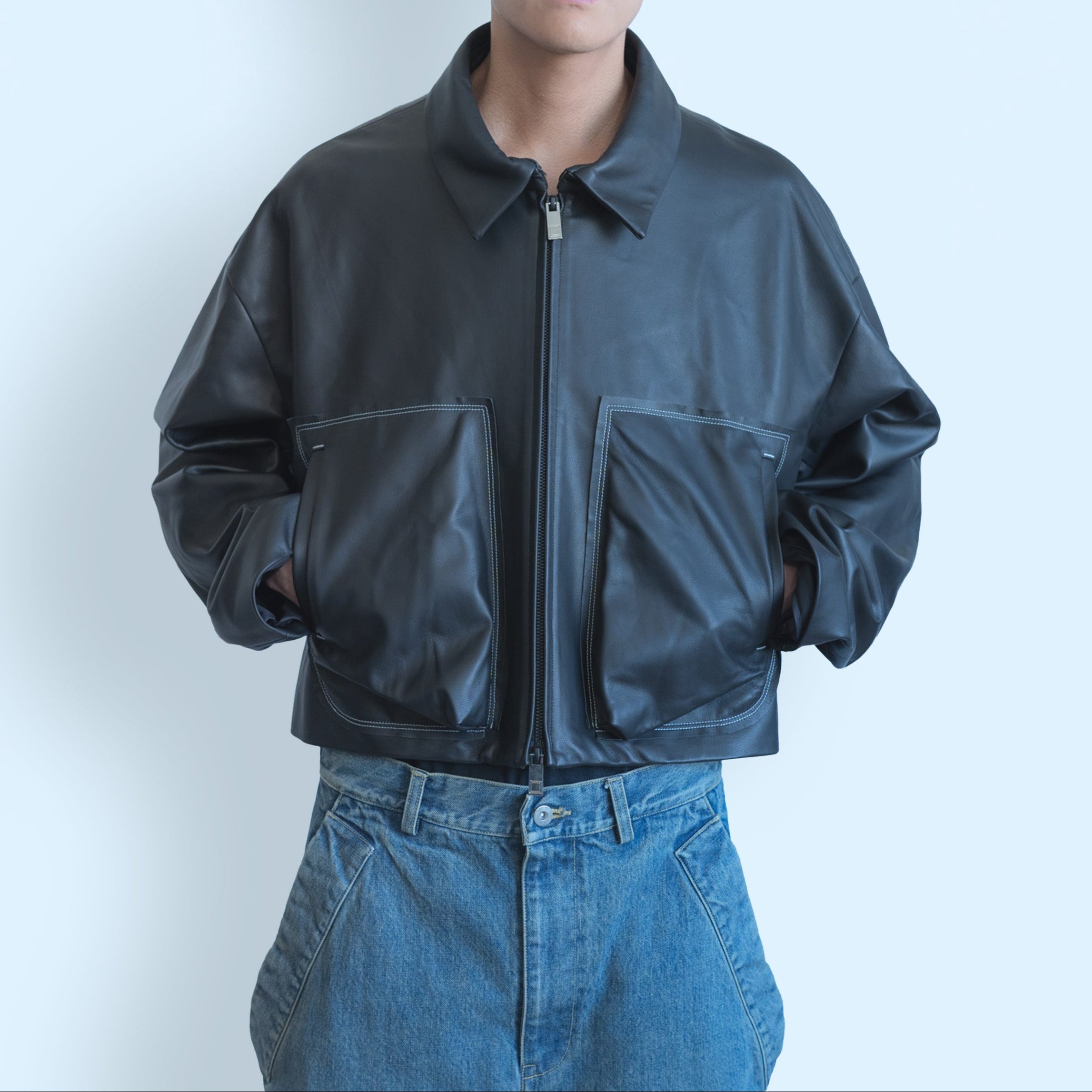 26SS LAMB LEATHER BLOUSON (BLACK)