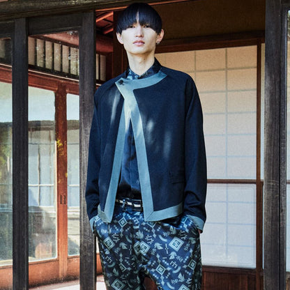 22AW WIDE PRINT TAPERED PANTS (black)